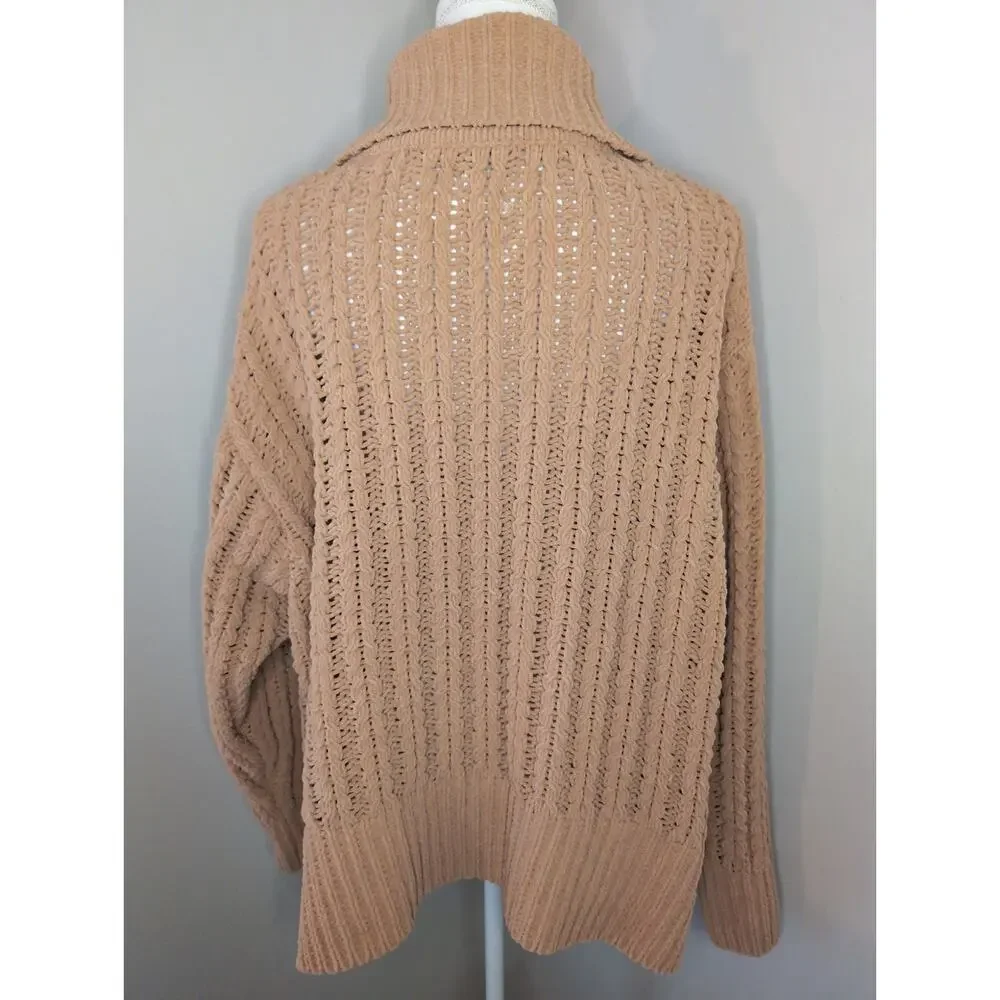 Aerie Quarter Zip Sweater Large Chunky Knit Cozy Oversized